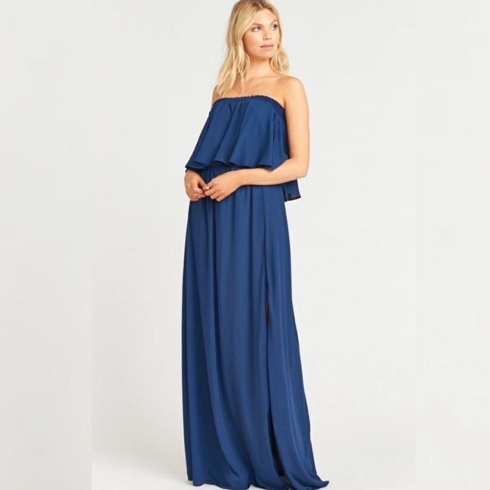 NWT Show Me Your Mumu Hacienda Maxi Dress Rich Navy Crisp Size XS